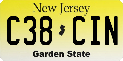 NJ license plate C38CIN
