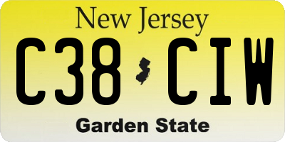 NJ license plate C38CIW