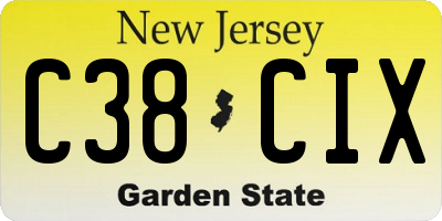 NJ license plate C38CIX