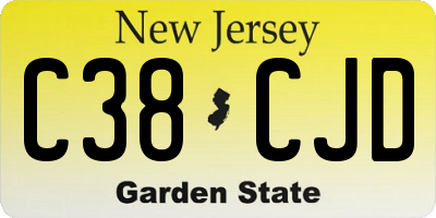 NJ license plate C38CJD
