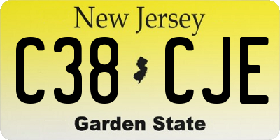 NJ license plate C38CJE