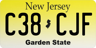 NJ license plate C38CJF