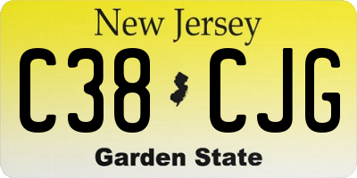 NJ license plate C38CJG