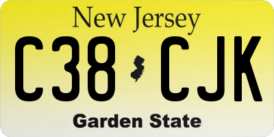 NJ license plate C38CJK