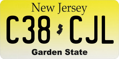 NJ license plate C38CJL