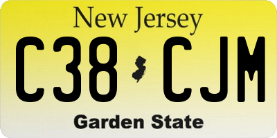 NJ license plate C38CJM