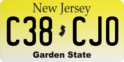 NJ license plate C38CJO