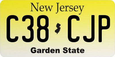 NJ license plate C38CJP