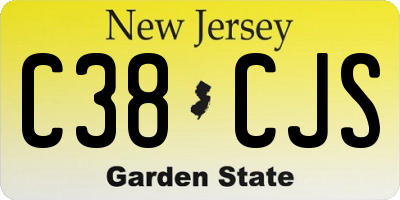 NJ license plate C38CJS