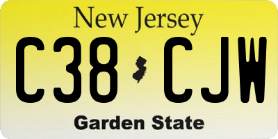 NJ license plate C38CJW