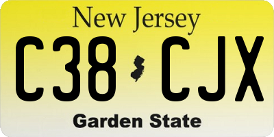 NJ license plate C38CJX