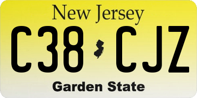 NJ license plate C38CJZ