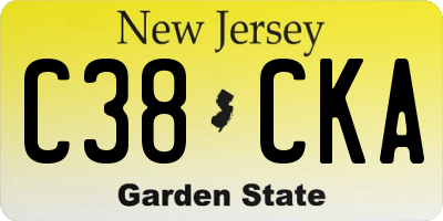 NJ license plate C38CKA