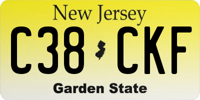 NJ license plate C38CKF