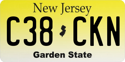 NJ license plate C38CKN