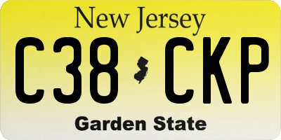 NJ license plate C38CKP