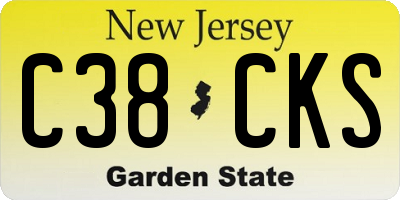NJ license plate C38CKS