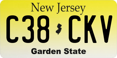 NJ license plate C38CKV