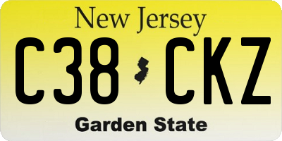 NJ license plate C38CKZ