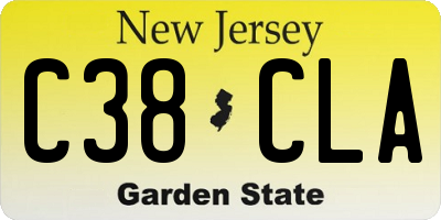 NJ license plate C38CLA