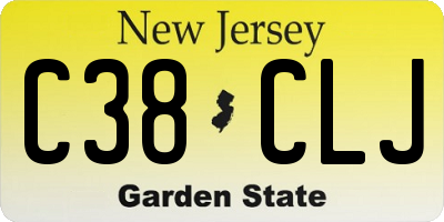 NJ license plate C38CLJ