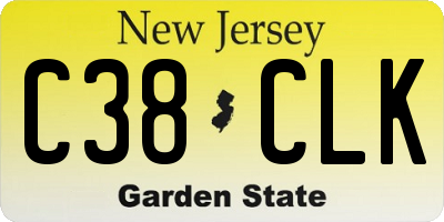 NJ license plate C38CLK