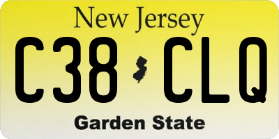 NJ license plate C38CLQ