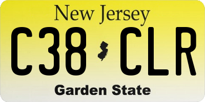 NJ license plate C38CLR