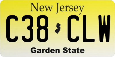 NJ license plate C38CLW