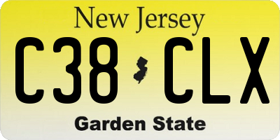 NJ license plate C38CLX