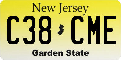 NJ license plate C38CME