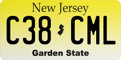 NJ license plate C38CML