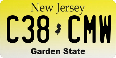 NJ license plate C38CMW