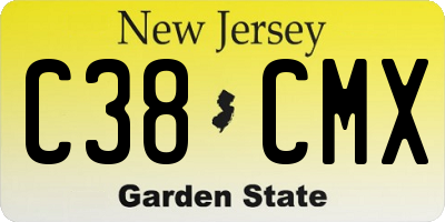 NJ license plate C38CMX