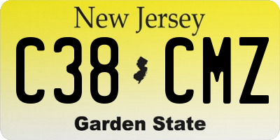 NJ license plate C38CMZ