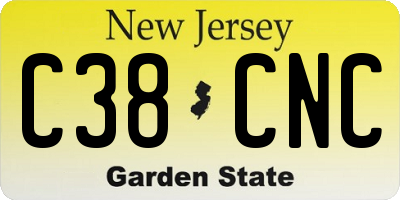 NJ license plate C38CNC
