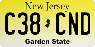 NJ license plate C38CND