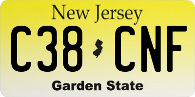 NJ license plate C38CNF