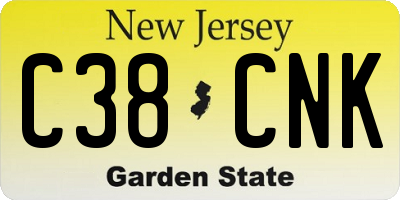 NJ license plate C38CNK