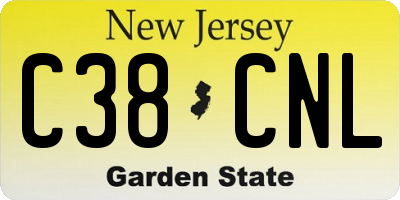NJ license plate C38CNL