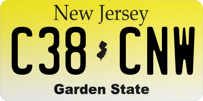 NJ license plate C38CNW