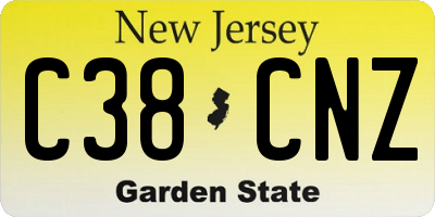 NJ license plate C38CNZ