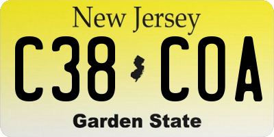 NJ license plate C38COA