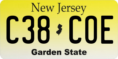 NJ license plate C38COE