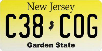 NJ license plate C38COG