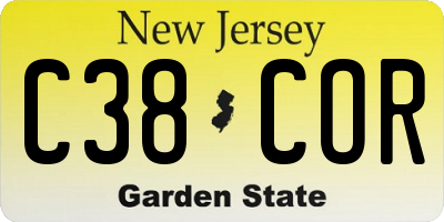 NJ license plate C38COR
