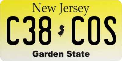 NJ license plate C38COS