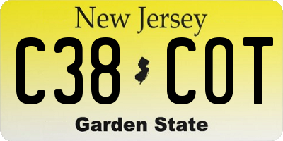 NJ license plate C38COT