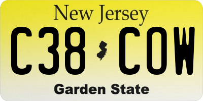 NJ license plate C38COW