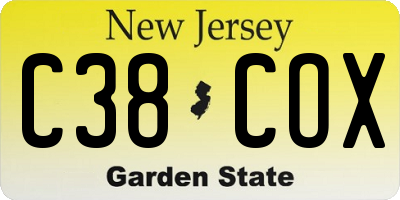 NJ license plate C38COX